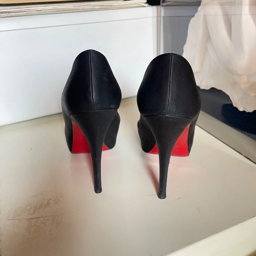Christian Louboutin Black Peep Toe Heels - Picture 7 of 7
